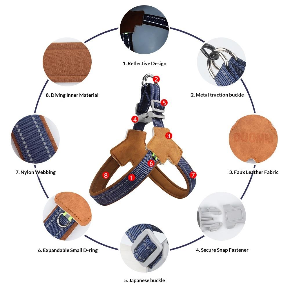 New Fashion Reflective Nylon Dog Harness Leash for Small/Medium Dogs Outdoor Use Model BL-538