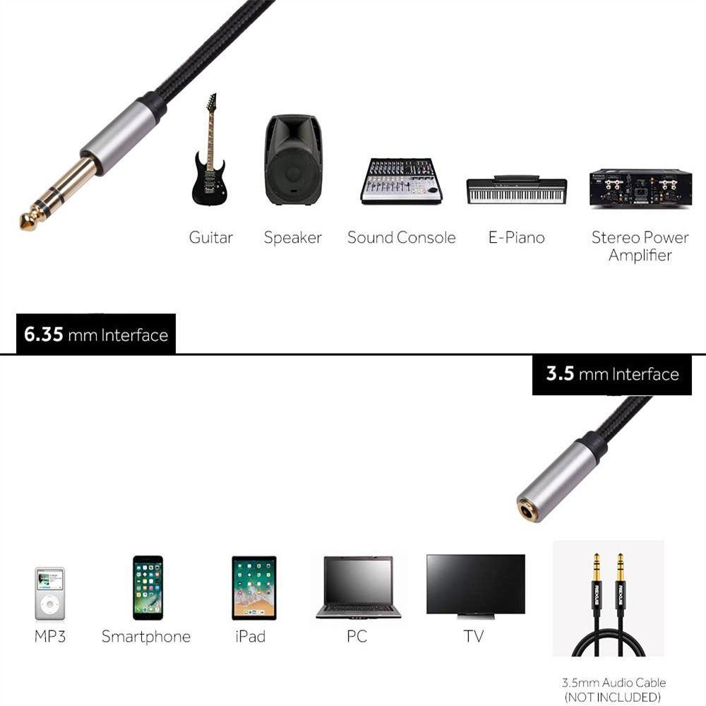 6.35 мм Штекер AUX Конвертер Конвертер Кабель Aux Аудио Кабель Кабель AUX Адаптер для Записи Микрофона