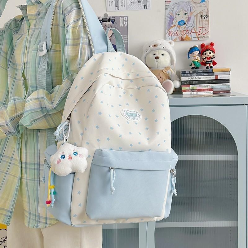 Schoolbag High-value schoolbag Female college student Large-capacity college student printed backpack Junior high school student lightweight travel