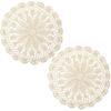 Crochet Doilies for Tables, 2 Pcs Beige Round Doilies for Furniture Vintage Handmade Lace Placemats Corrugated Edge Knitted Tablecloth for Home