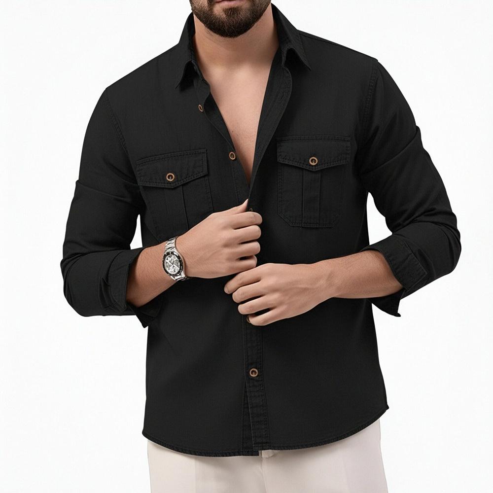 Casual Style Safari Men Shirts Outdoor Work Travel Button Down Tops Long Sleeve Hiking Camping Utility Shirt With Flap Pocket