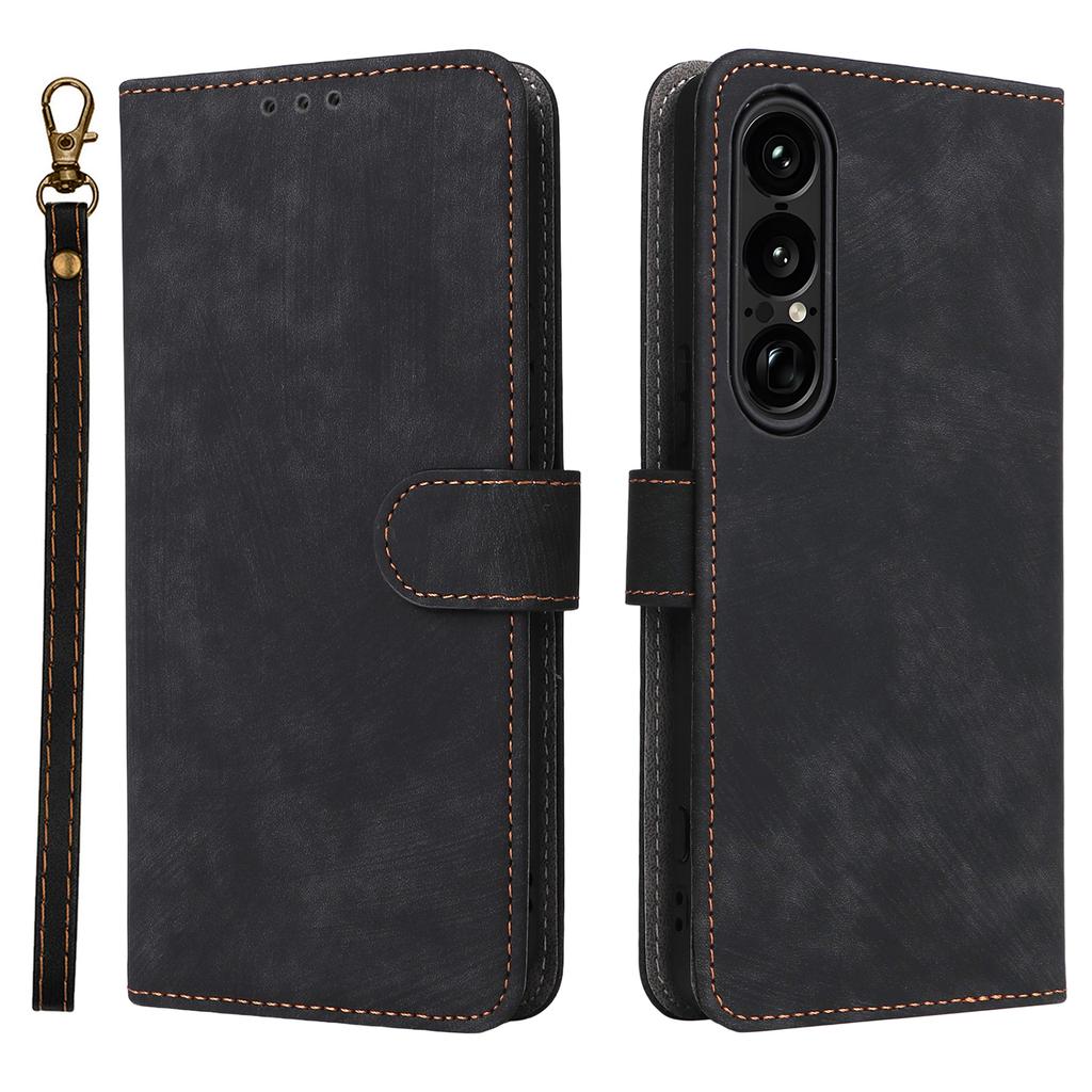 For Sony Xperia 1 VII Case Wallet RFID Blocking PU Leather Cover Stand with Strap