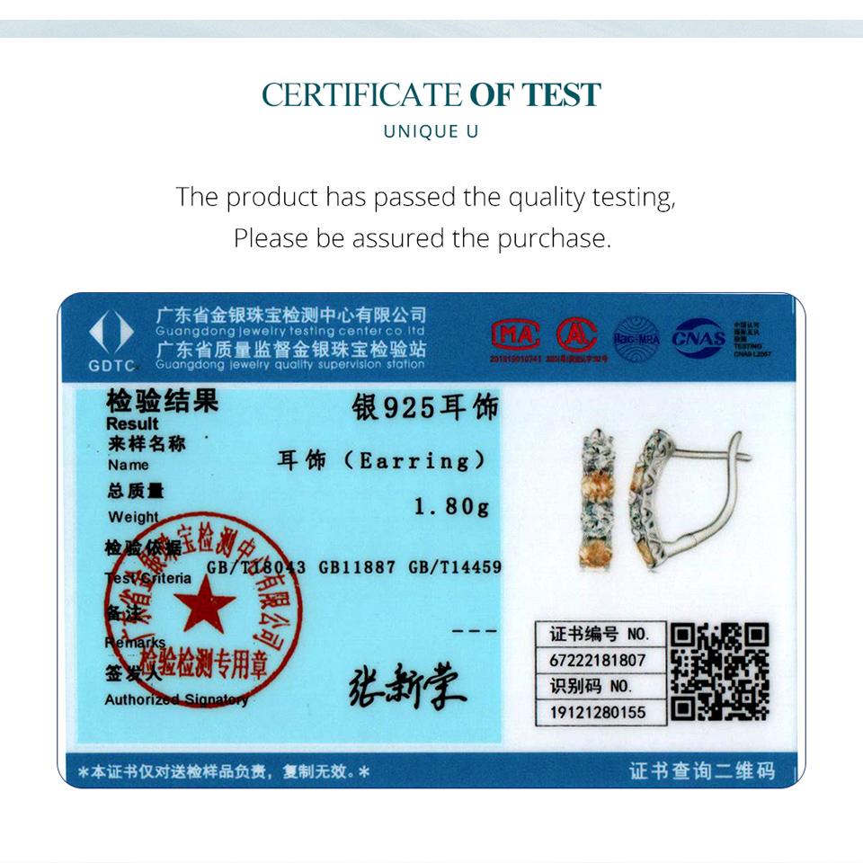 BAMOER 925 Sterling Silver Yellow & Clear Round Zircon Ring and Earrings Jewelry Set for Women Valentine's Day Gift Fine Jewelry