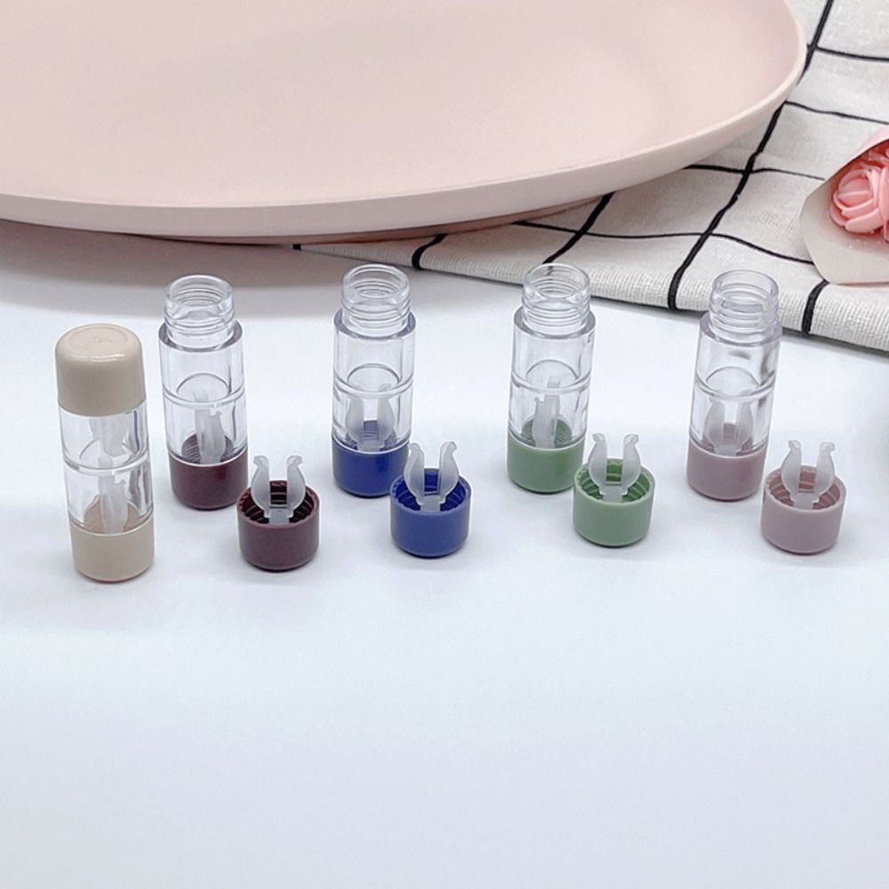 Solid Color Contact Lens Case Cylindrical Eye Care Lenses Box Portable Contact Lens Container