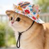 Жаркое Лето Шляпа от Солнца для Домашнего Кота с Отверстиями для Ушей - Милая Шапка-Панама для Котенка с Защитой от УФ, Дышащая Уличная Кепка-Зонтик для Кошек