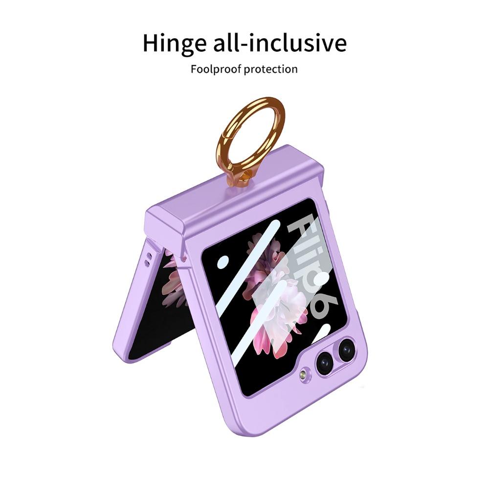 Ультратонкий жесткий защитный чехол для телефона на петлях из ПК для Samsung Galaxy Z Flip 6 5 4 3, чехол с кольцевым держателем, маленькая защитная пленка для экрана