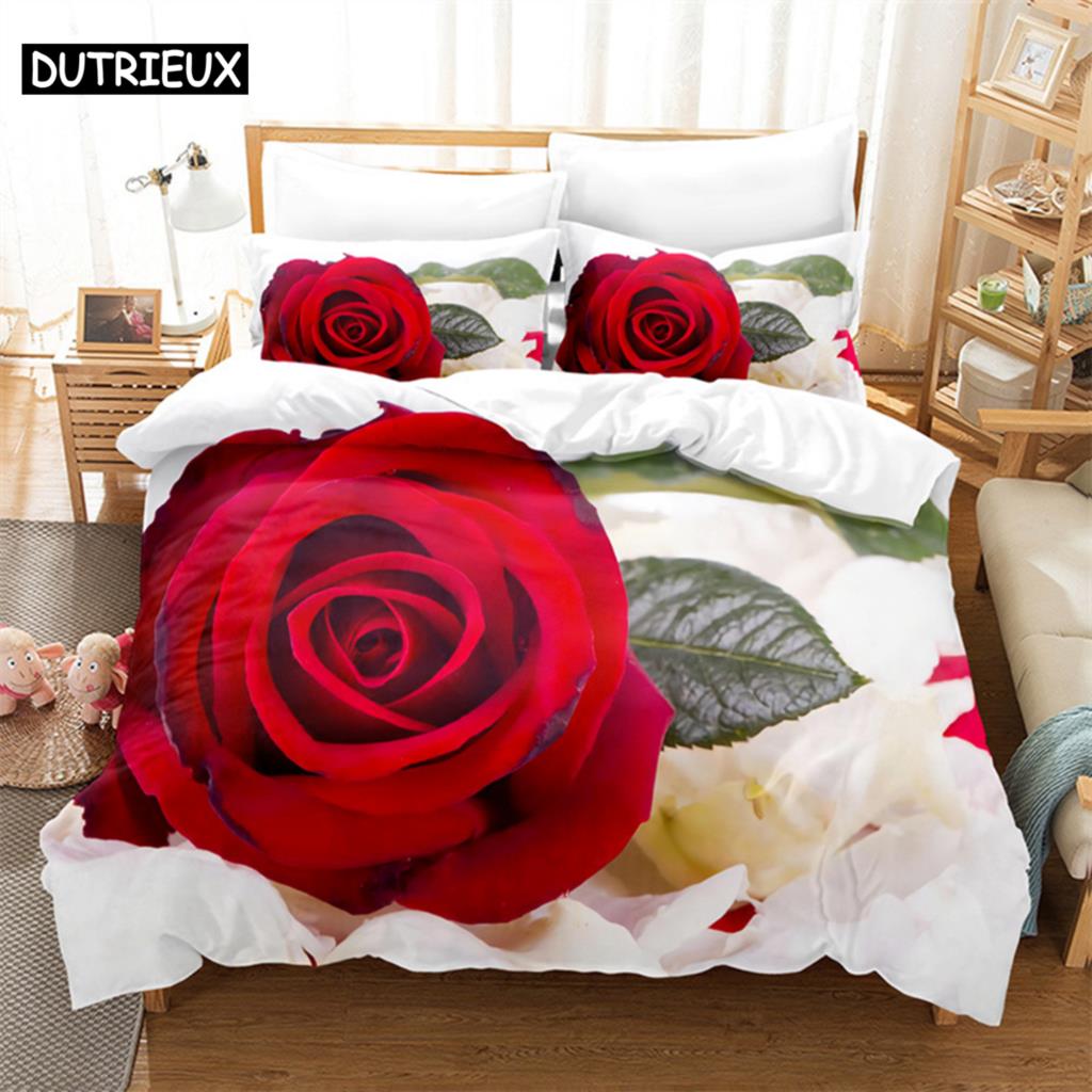 Роскошный комплект постельного белья Red Rose Queen, пододеяльник, комплект постельного белья, комплект постельного белья, пододеяльник King Size, комплект постельного белья