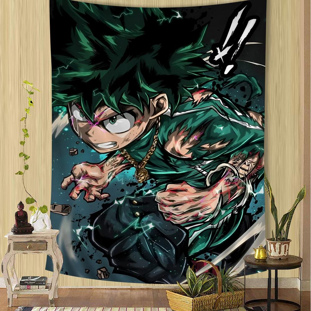 My Hero AAcademia Deku Colorful Tapestry Wall Hanging Hanging Tarot Hippie Wall Rugs Dorm Wall Art Decor