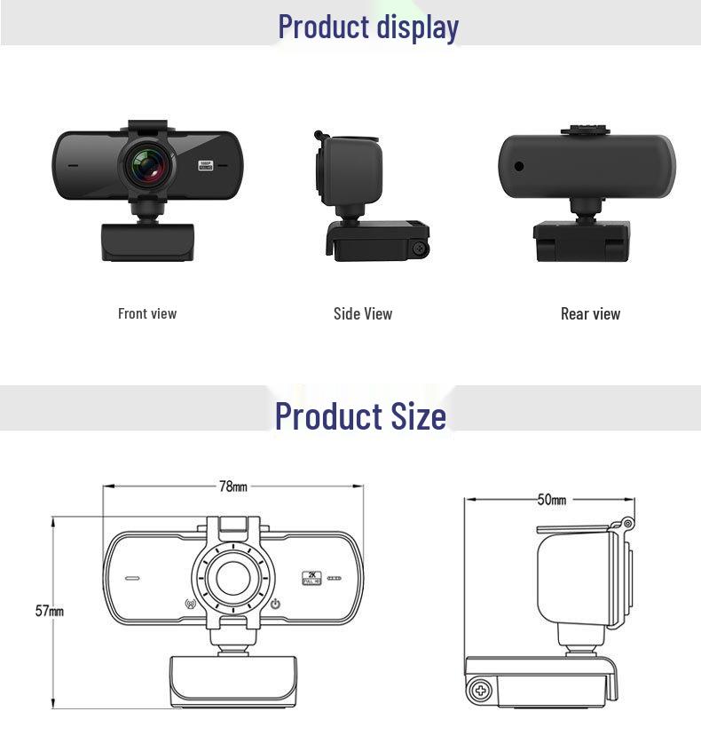 2K HD 1080p веб-камера со встроенным микрофоном, 4 МП, не требует драйверов для прямой трансляции