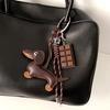 Vintage PU Leather Dachshund Keychain Pendant Cute Puppy Dog Charm Braided Rope Bag Pendant for Car Key Accessories