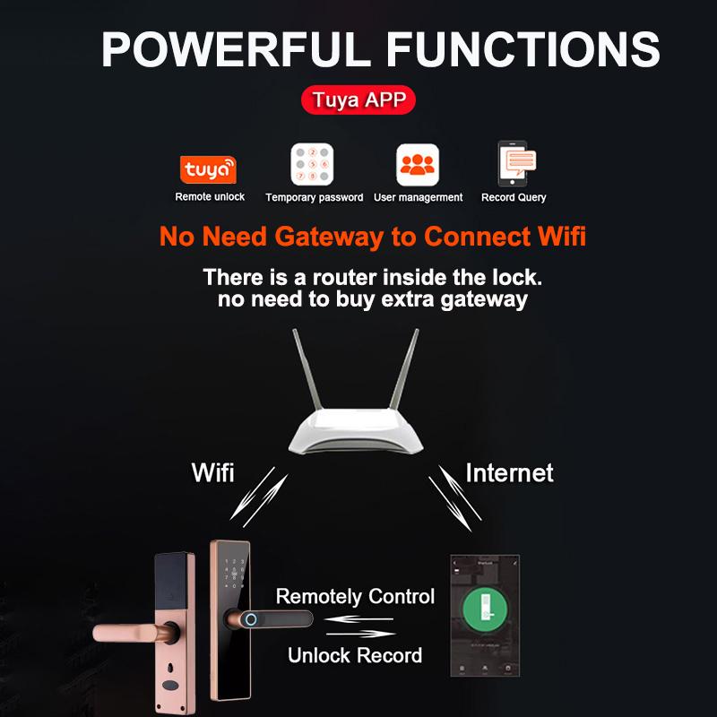 Электронный замок RAYKUBE H4 Tuya Wi-Fi умный дверной замок с паролем по отпечатку пальца/IC-картой/ключом/с 8-языковой голосовой системой