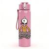 1PC Meditation Stick Figure Cartoon 750ml Color Plastic Sports Water Bottle Leakproof Flip Straw Lid Suitable for Sports Office Home Use