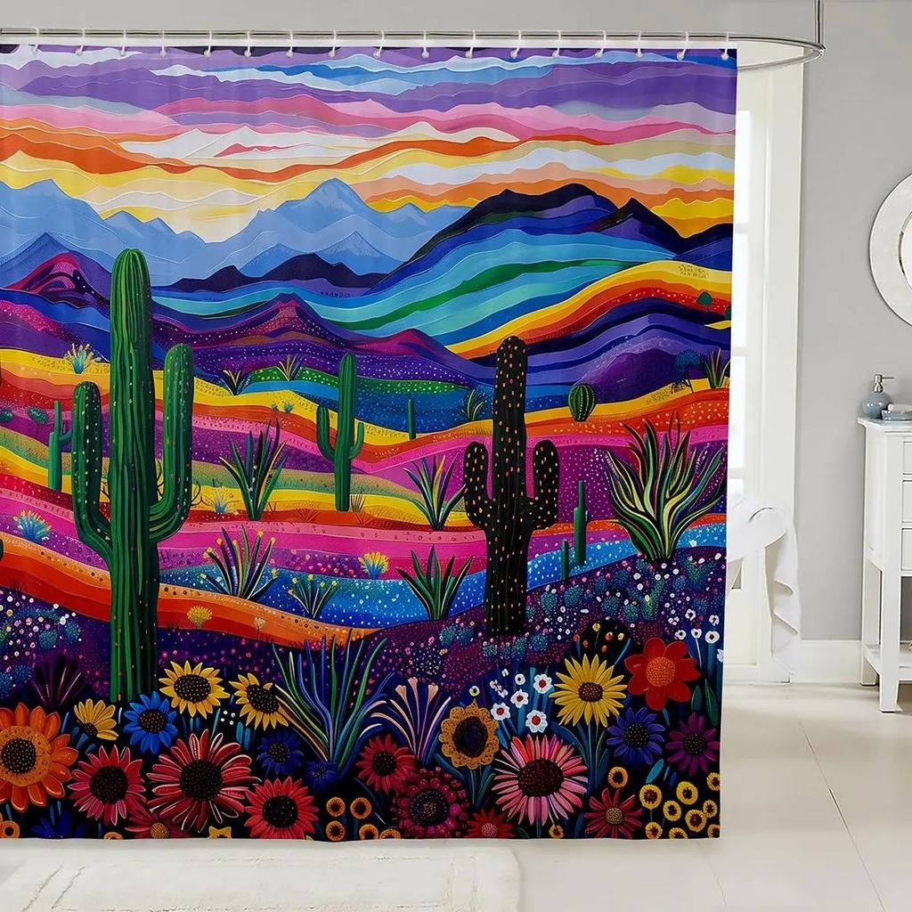 Мультяшный Кот Детские Занавески для Душа,Японская Занавеска для Ванной Укиё-э с Океанской Волной, Абстрактная Полосатая Домашняя Декорация, Морской Синий Ретр