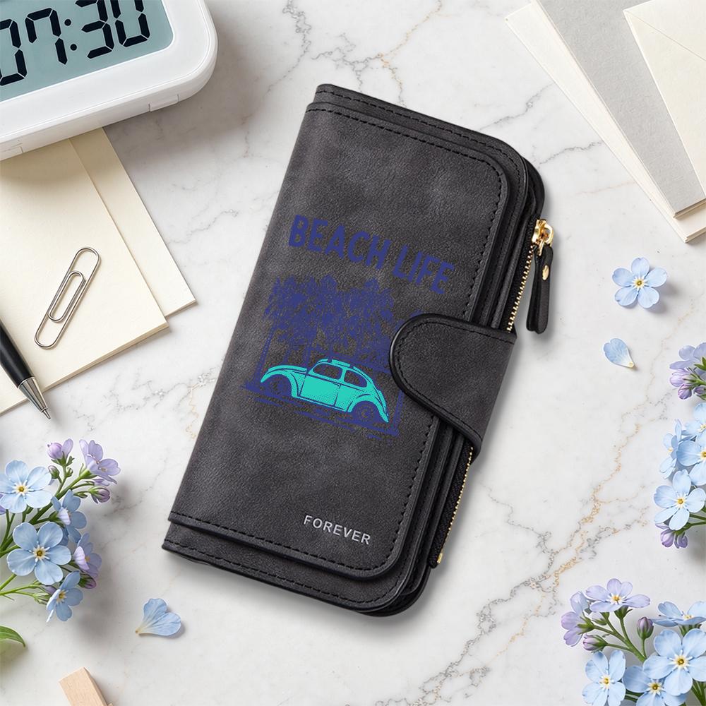 Vintage Beach Life Wallet Fashion Casual Multi Card Pocket Durable Slim Portable Wallet