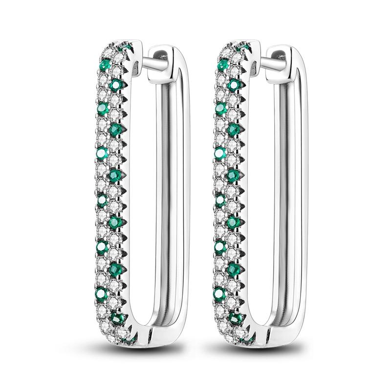 New 925 Sterling Silver Earrings Crystal Me Pave Circular U-shape Stars Hoop Earring for Women Making Jewelry Gift Dropshipping