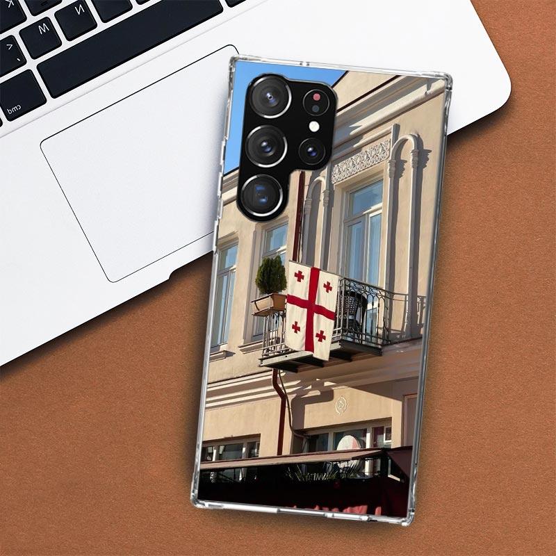 Чехол для телефона с флагом Грузии для Samsung Galaxy S24 S23 S22 Ultra S21 S20 Fe S10 Plus S10E S9 S8 + чехол в виде ракушки