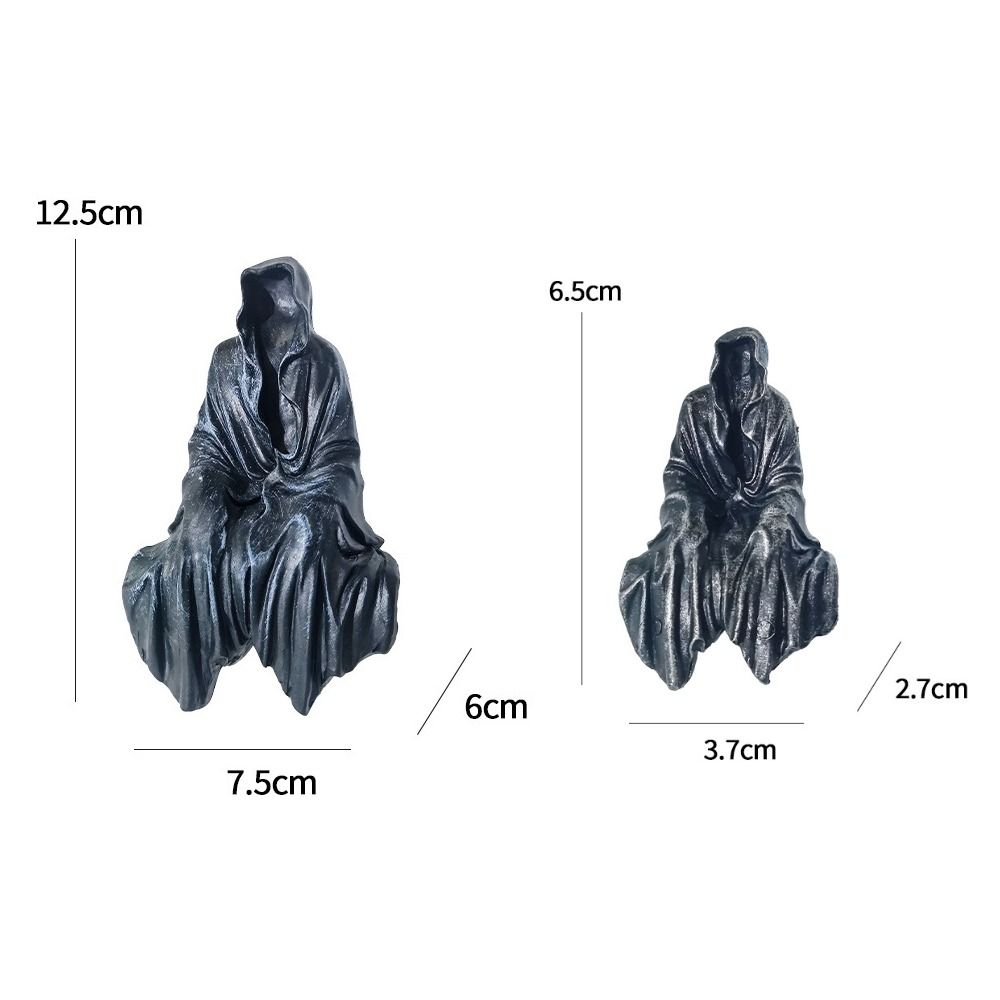 Black Robed Night Walker Ornaments Reaper Sitting Statue Black Clothes Mysterious Master Ornament
