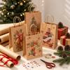 12-48PCS Christmas Kraft Paper Gift Bag Durable Handheld Eco Friendly Party Bag Recyclable Wrapping Bag for Holiday Celebration
