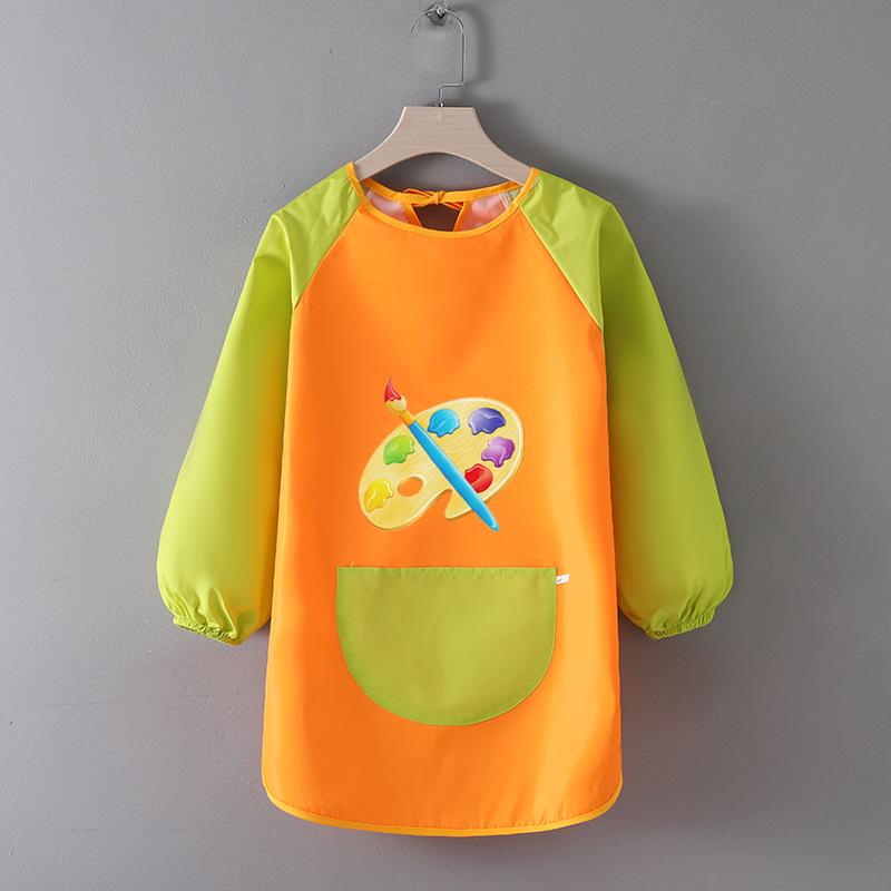 Детский водонепроницаемый художественный фартук с логотипом - Двусторонний фартук для рисования и еды