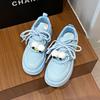 Мода 2024 года, новые трендовые женские туфли на плоской подошве, простые модные повседневные туфли на толстой подошве, универсальные, удобные повседневные туфли на плоской подошве