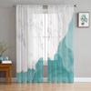 White Marble Aqua Green Window Tulle Curtains For Living Room Kitchen Modern Window Treatments Voile Curtains