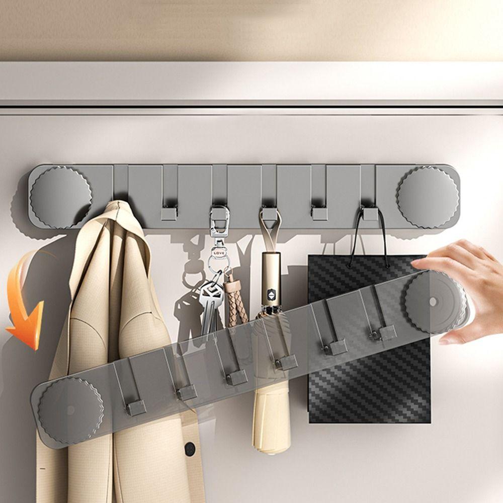 Space-Saving Suction Cup Door Hook Strong Vacuum Suction Easy Install Wall-Mounted Clothes Hanger Foldable Hook 6 Hooks