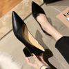 Fashion Pointed Toe Chunky Heels Women's Shoes Leather Casual Block Heel Ladies Pumps with Medium On Promotion Fashion Genuine Mark Y2k