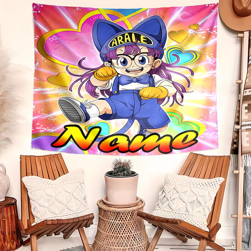 Personalized Arale Norimaki Background Tapestry,Custom Name Birthday Party,Multifunctional Wall Decoration for Home Decor,Various Occasions