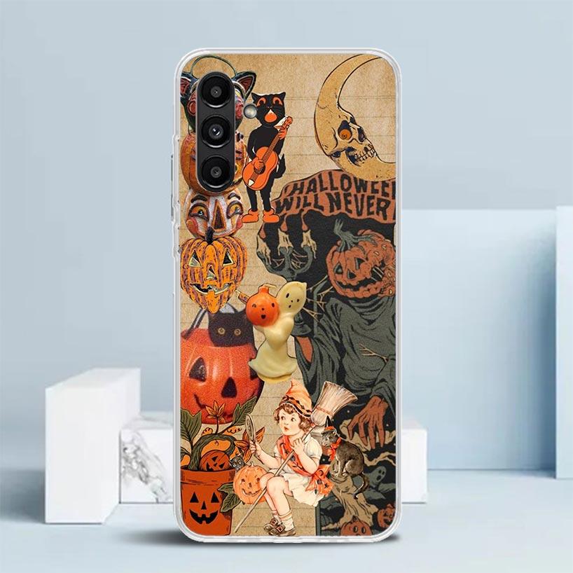 Хэллоуин Осеннее Искусство Кот-Ведьма Чехол для Телефона Для Samsung Galaxy A17 A37 A57 A16 A15 A14 A13 A56 A55 A54 A53 A36 A35 A34 A33 A26 A25 A