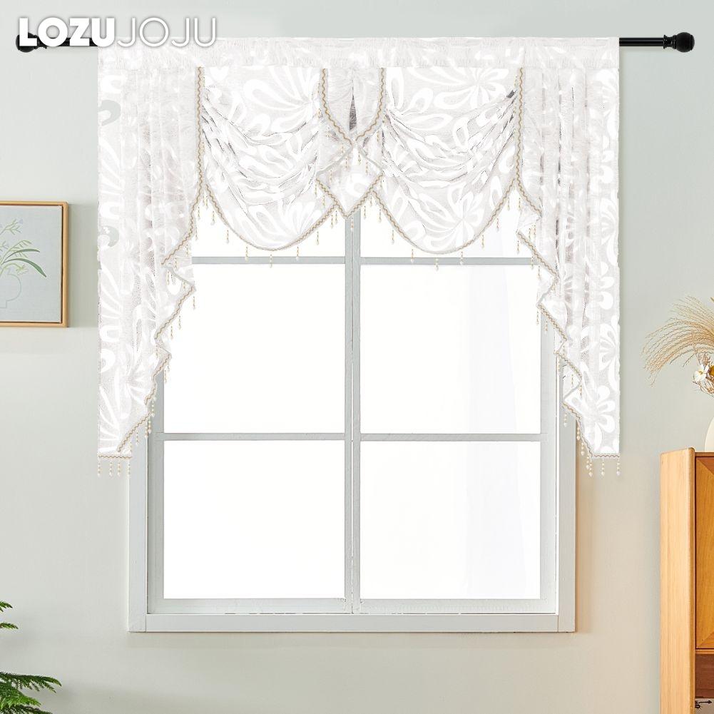 1PC LOZUJOJU European Jacquard Lightweight Fabric Valance Bead Border Curtain Head for Bedroom Living Room Window Decoration Home Decor