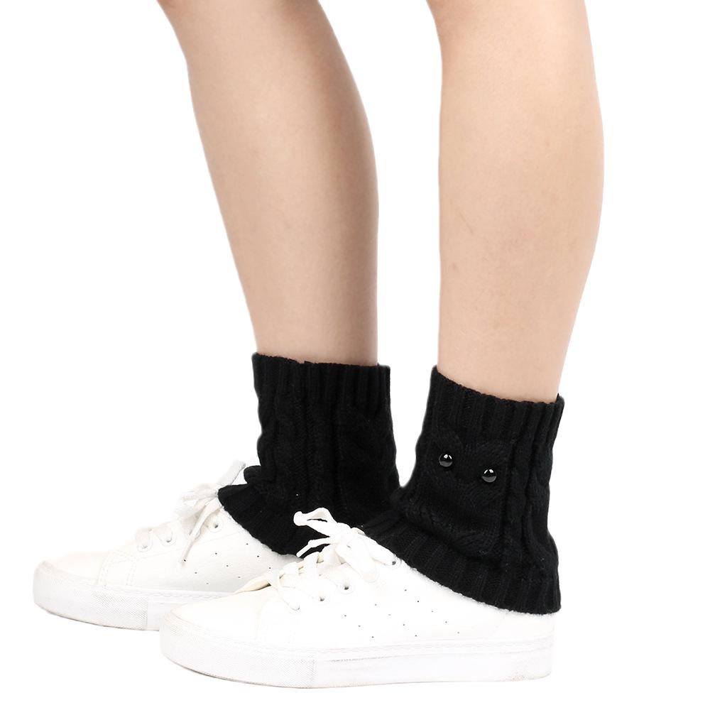 Уютные японско-корейские шерстяные гетры с совами: Теплые и непродуваемые вязаные манжеты для ботинок