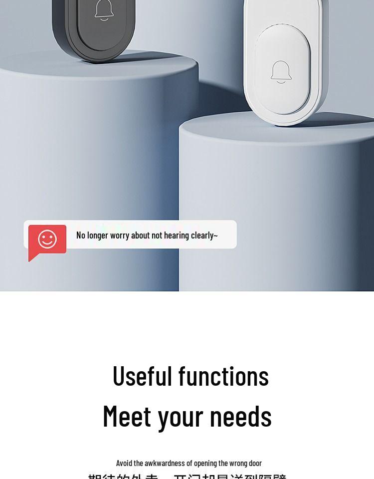 Черный беспроводной дверной звонок с пультом дистанционного управления, большой дальности, без сверления, система «один к двум» для дома