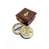 Brass 100 Years Calendar Compass with Wood Box Campign Hiking Direction Compass