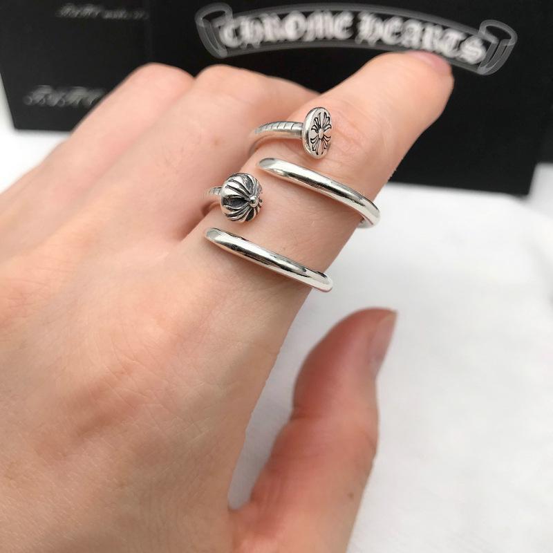 Кольцо S925 Silver Retro Cross Flower Geometric Open Ring для женщин – европейский и американский стиль для указательного пальца