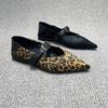 Fashion Leopard Print Women's Ballet Flats Buckle Strap Designer Comfort Soft Sole Casual 2024 Summer Fashion Ladies Mary Jane Shoes