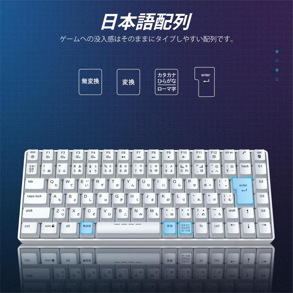 iClever G05 Tenkeyless Mechanical Gaming Keyboard, Japanese Layout, 88 Keys, 75% Size, 23 RGB Backlights, Customizable Backlighting, Quiet, Wired,