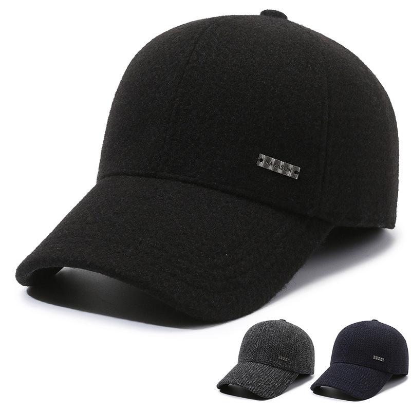 Men's Middle-aged And Elderly Baseball Cap Warm Velvet Cap Outdoor Coldproof Warm Cap With Ear Protection Cotton Cap