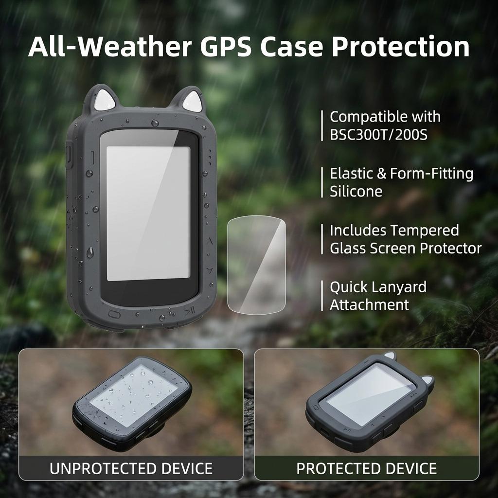 Silicone Protective Case For BSC300T/200S GPS-Bike Computer Waterproof Shockproof With Tempered Glass 1