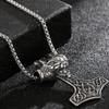 Men's Viking Wolf Head Blacken Animal Pendant Retro Stainless Steel Necklaces Punk Rock Homme Hipster Choker Male Party Jewelry