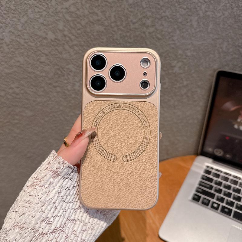 Однотонная рамка Искусственная кожа Магнитный чехол для телефона Для iPhone 17 Pro Max 15 13 14 16 Pro Max Для MagSafe Бампер Задняя крышка