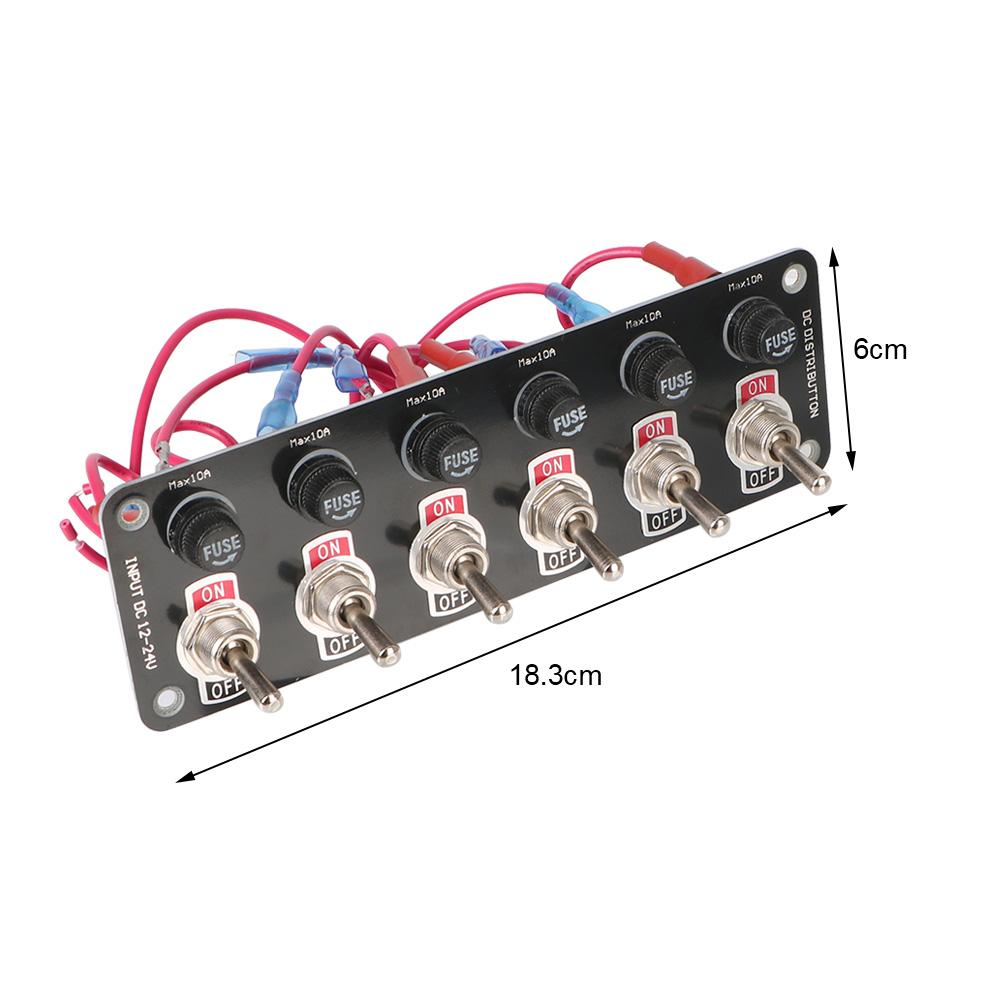 6 групповой тумблер, панель гоночного кемпера, морской пехотинец для яхт, 12 В, 24 В, кулисный тумблер включения/выключения с предохранителем 10А, автомобильные аксессуары