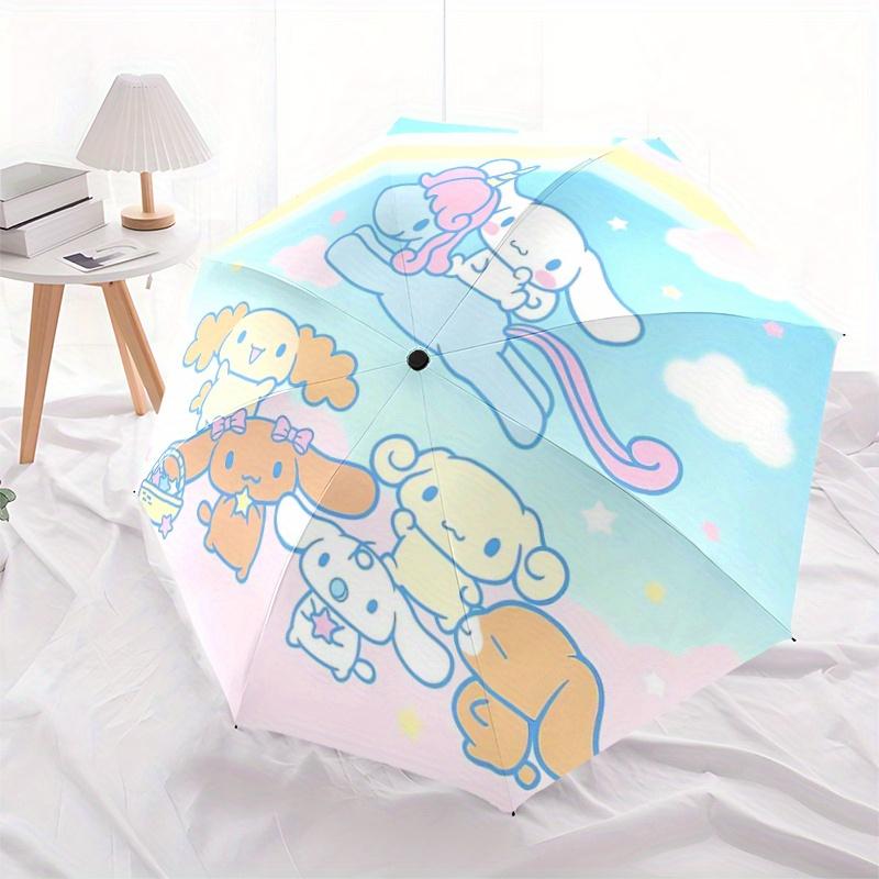 1pc Rainbow Cinnamoroll Sanrio Design Pattern Automatic 3-Fold Umbrella, 8 Iron Frames, High-Value Folding Umbrella, Suitable for Office, Travel and O
