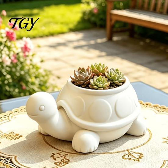 Small Succulents Pot for Windowsill 3D Printed Turtle Pot, Cute Animal Planter Indoor Plants, Decorative Desktop Eco Friendly Potted Plant Holder
