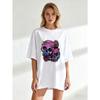 Oversized T Shirt Black Skull And Roses Print Casual Streetwear Top For Women