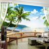 3D вид на море, балкон, фреска, гостиная, телевизор, столовая, водонепроницаемое украшение для дома, 3D настенная фреска
