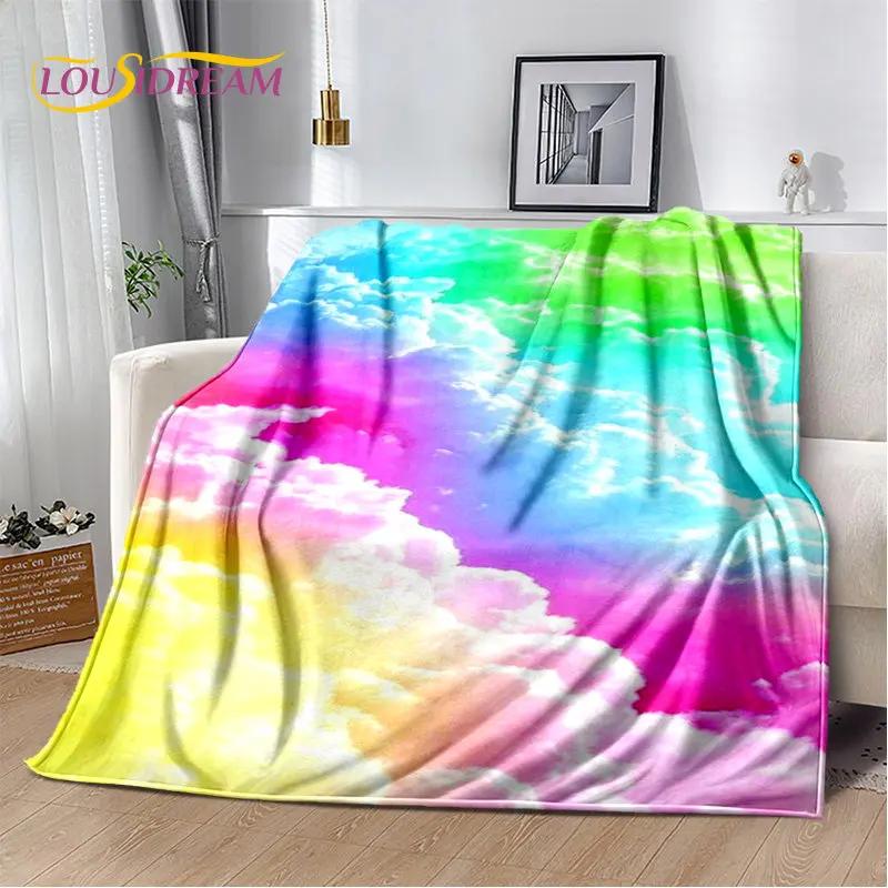 Мягкое плюшевое одеяло с радужной цветной иллюзией, фланелевое одеяло, одеяло для гостиной, спальни, кровати, дивана, чехол для пикника