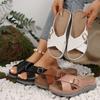 Foreign Trade European and American Large Size Thick-soled Slope Heel Cool Slippers Cross Belt Buckle Beach Sandals Casual Fashion Outer Women's Shoes