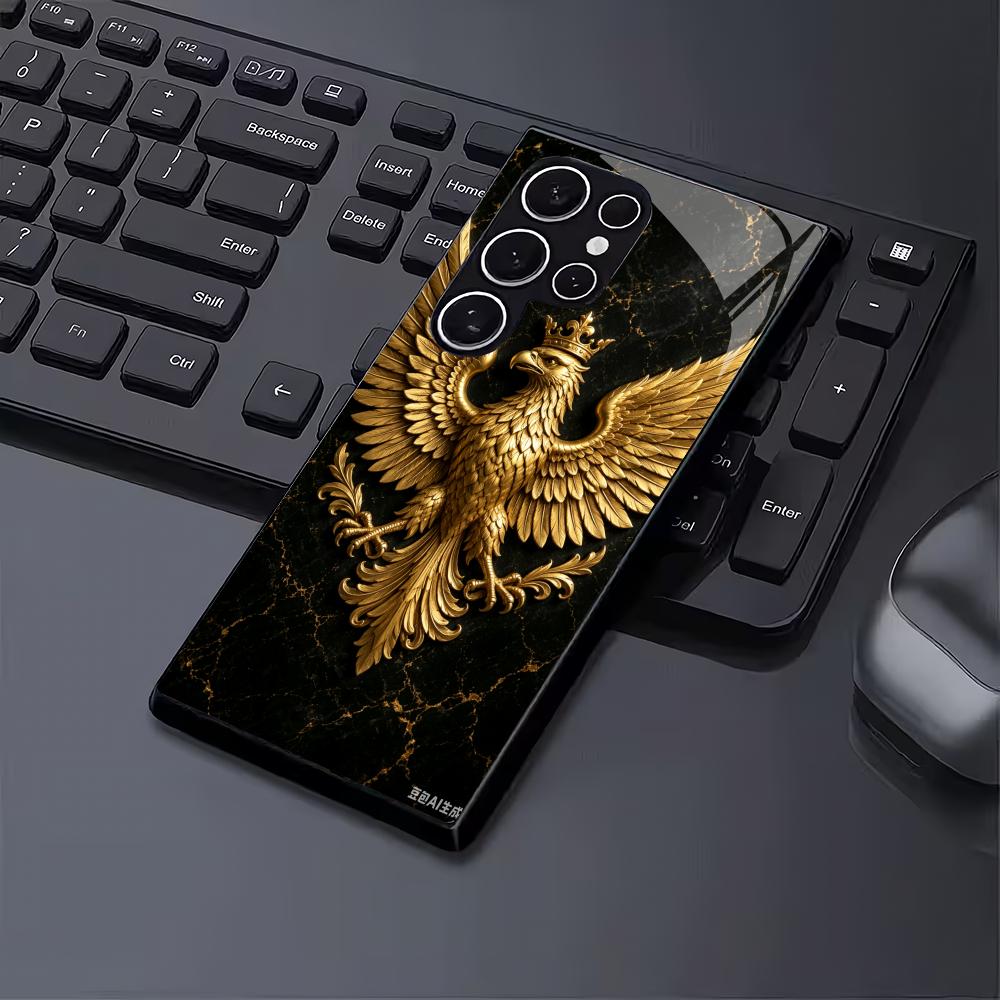 Закаленное стекло с узором орла для телефона Samsung Galaxy S26 S25 S24 S23 S22 S20 FE/Ultra/Plus, противоударная задняя крышка