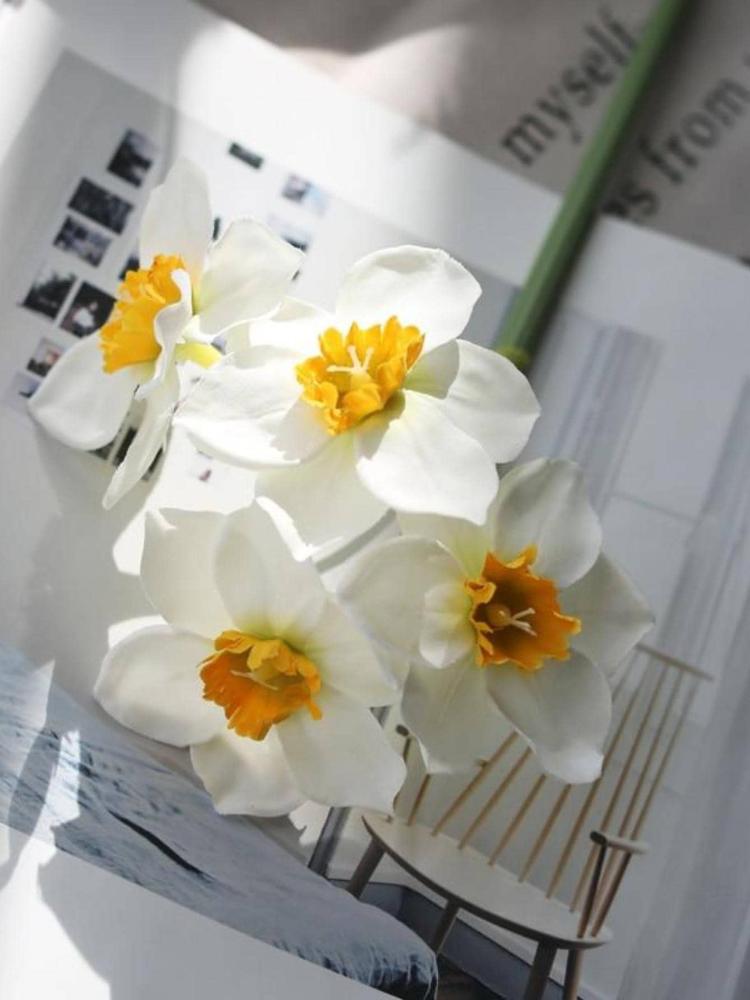 1 комплект Искусственные цветы нарциссов Искусственный цветок нарцисса Шелковые искусственные цветы Свадебный цветочный декор Букет для домашней вечеринки Свадебный офисный декор