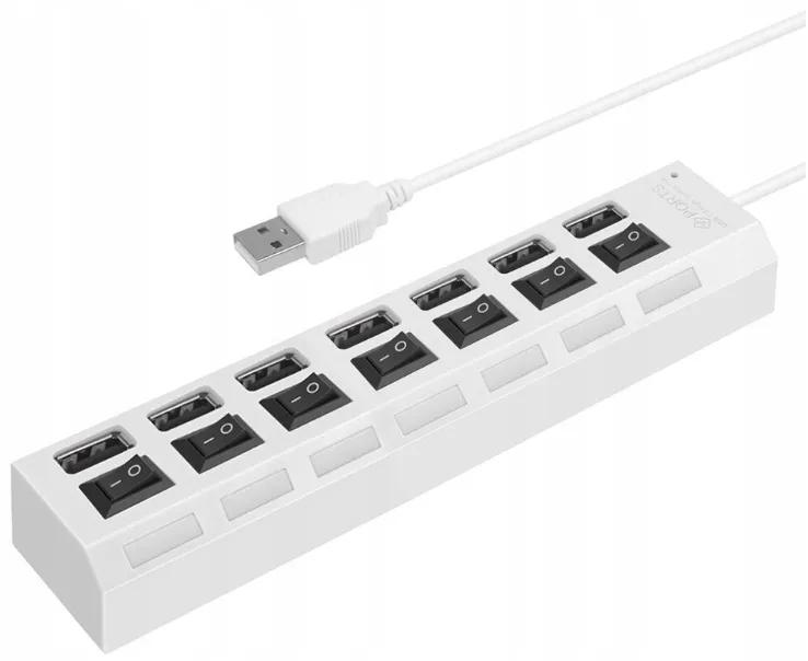 Fast Usb2.0 Hub Splitter 7 Ports Leds Adapter White Switches